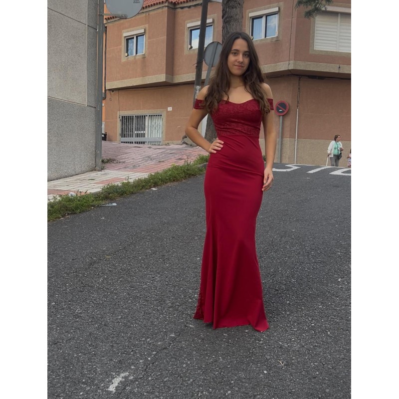 VESTIDO BARDOT COLOR VINO