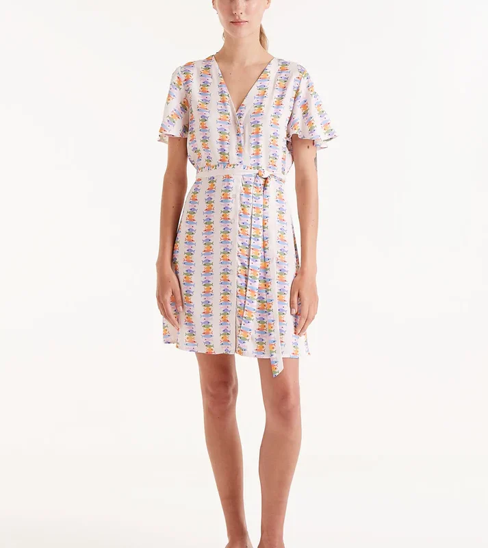 VESTIDO CORTO ESTAMPADO MARINO