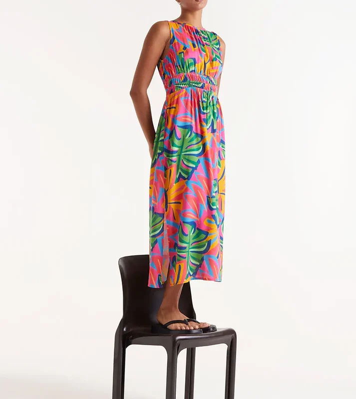 VESTIDO LARGO ESTAMPADO FLORAL SAMBA