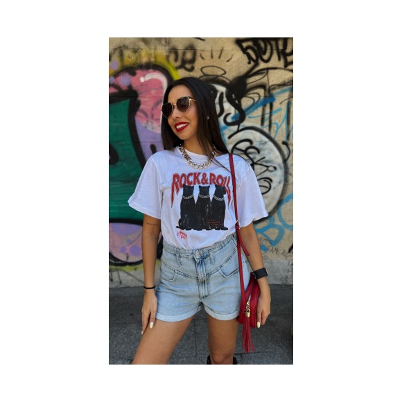 CAMISETA ROCK & ROLL BLANCA